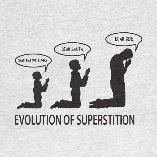 Superstition Evolution Mens Funny Atheist T Shirts by huepham613